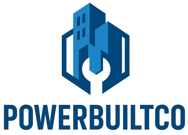 unique color blue logo for PowerBuiltCo